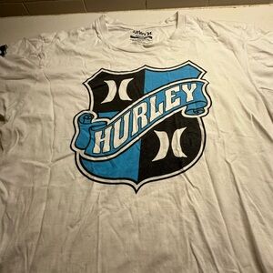 Hurley White Tee with Blue and Black Crest